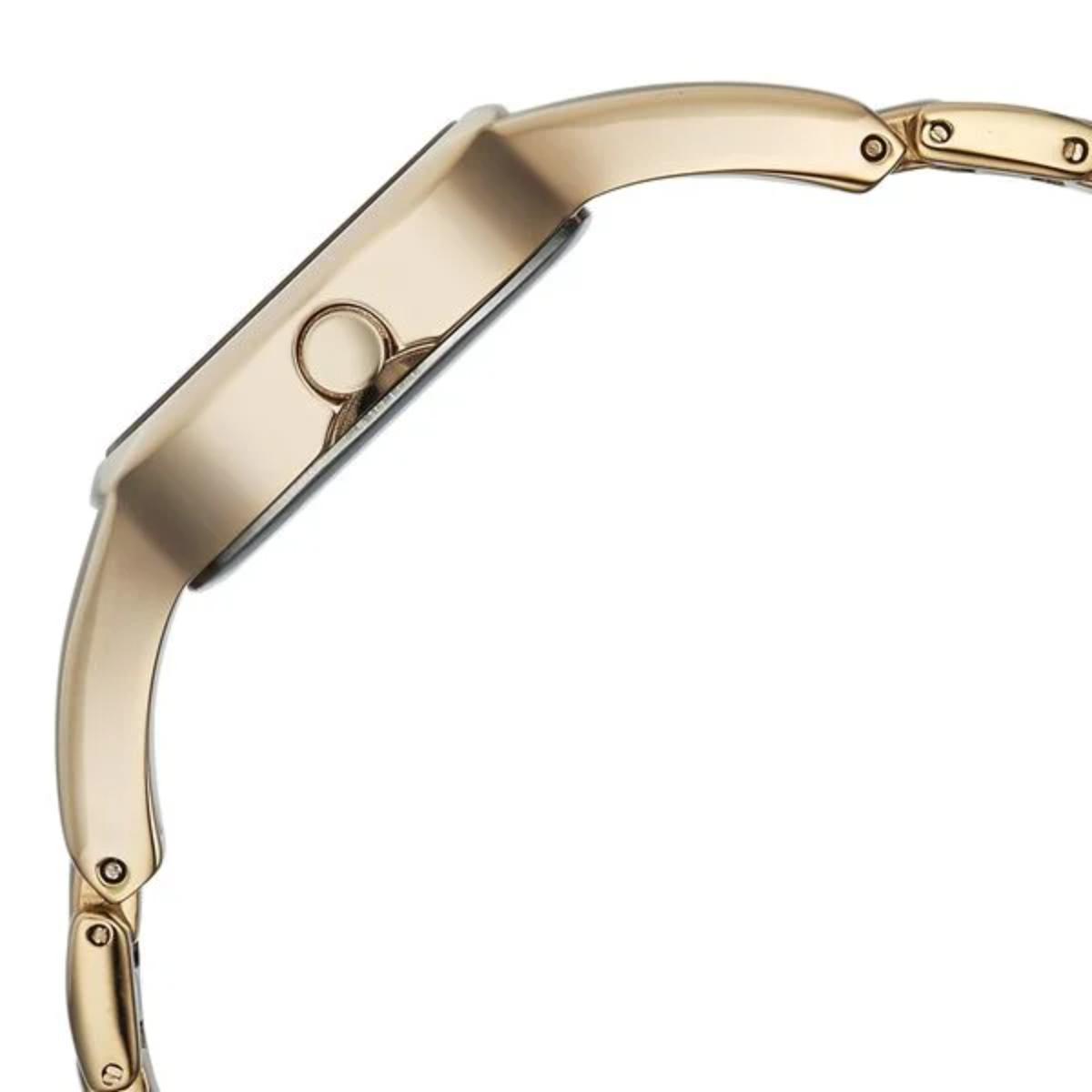 Gold watch strap on a white background