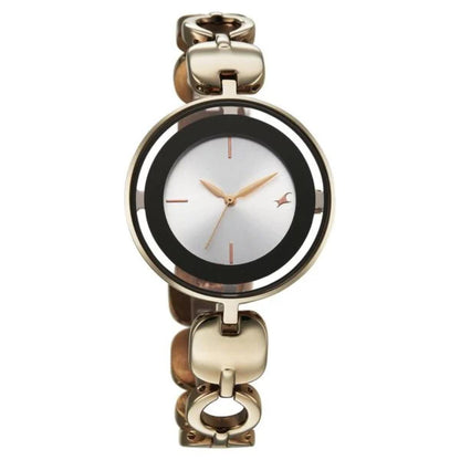 Gold and black watch on a white background