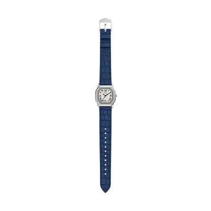 Watch with a blue strap on a white background