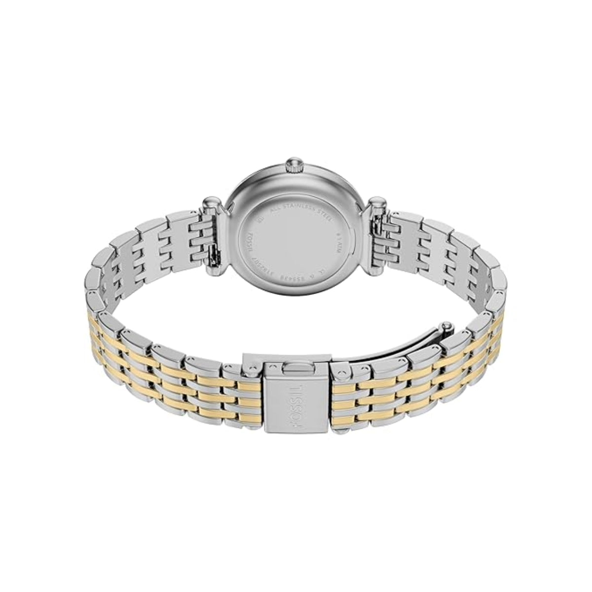 Two-tone silver and gold watch on a white background