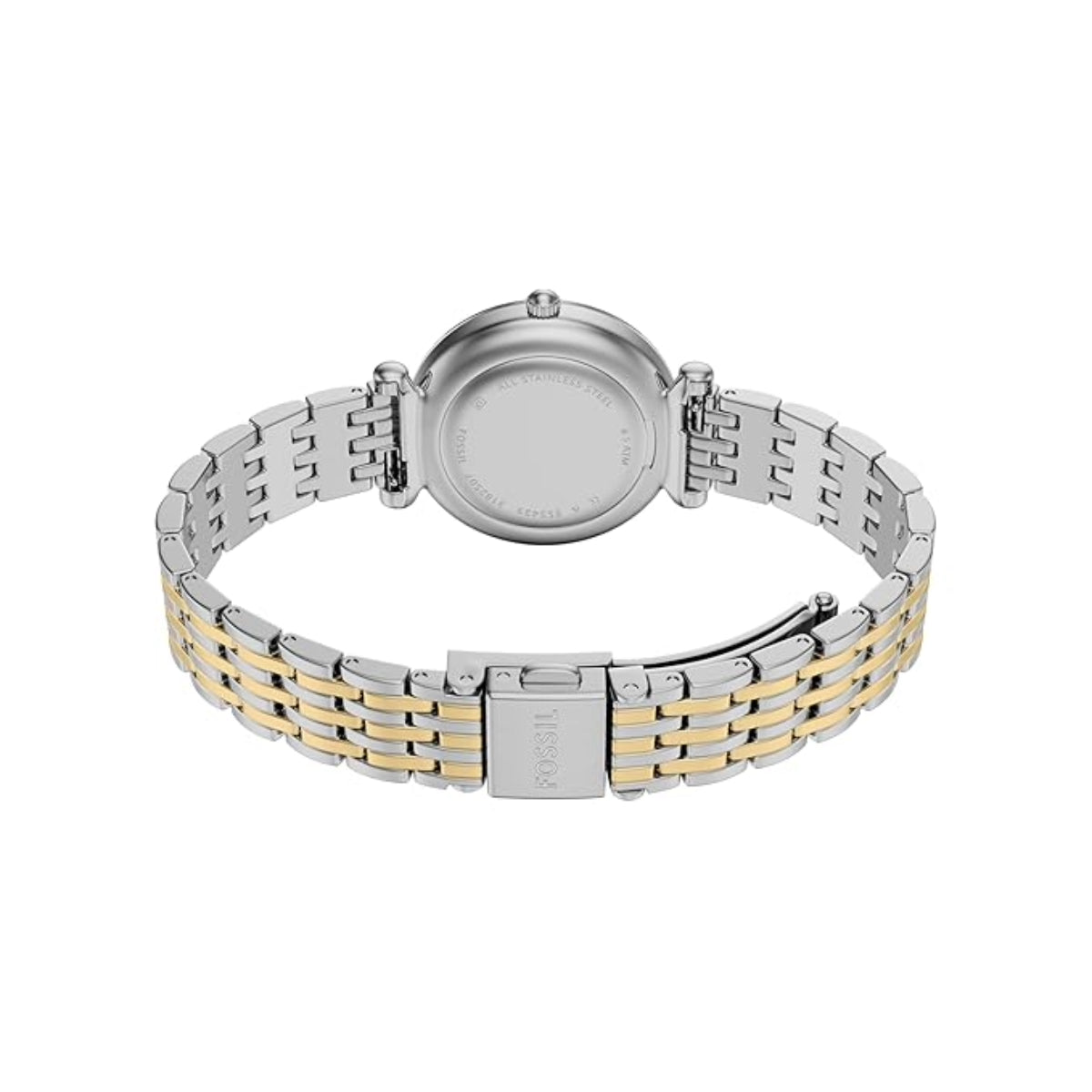 Two-tone metal watch on a white background