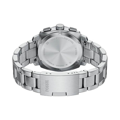 Silver Fossil watch on a white background