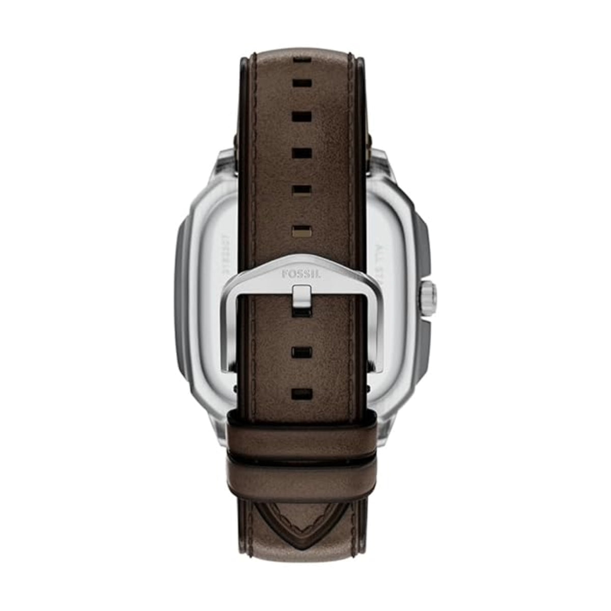 Watch with brown leather strap on a white background