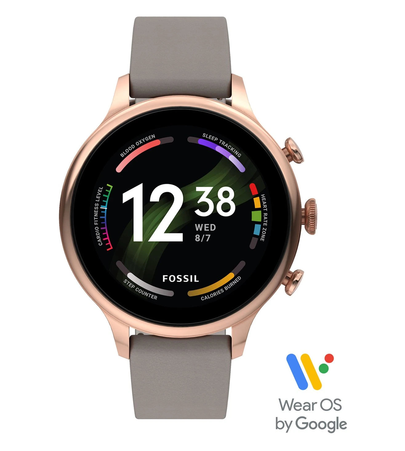 Fossil FTW6079 smartwatch with stainless steel case and digital display