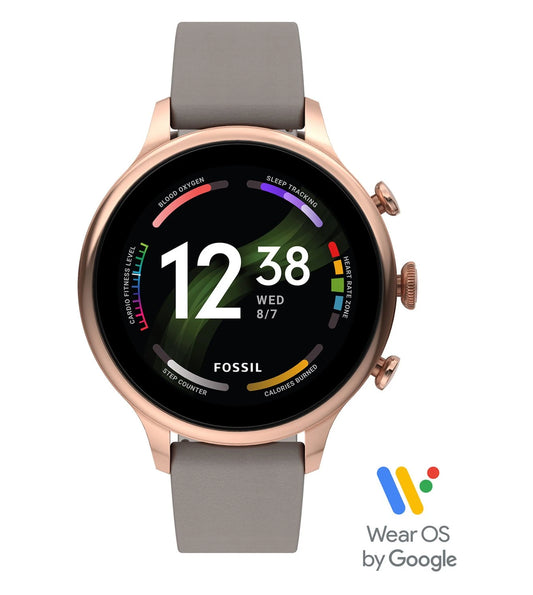 Fossil FTW6079 smartwatch with stainless steel case and digital display