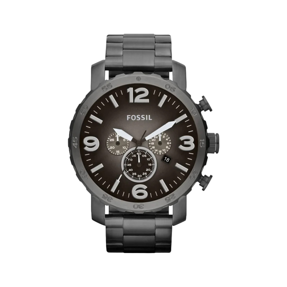 Black Fossil watch on a white background