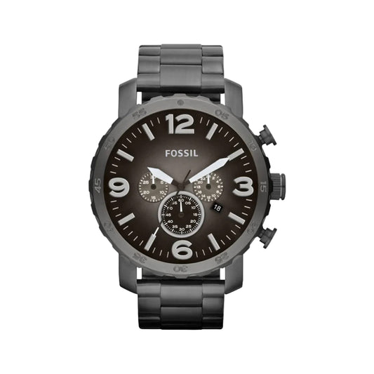 Black Fossil watch on a white background