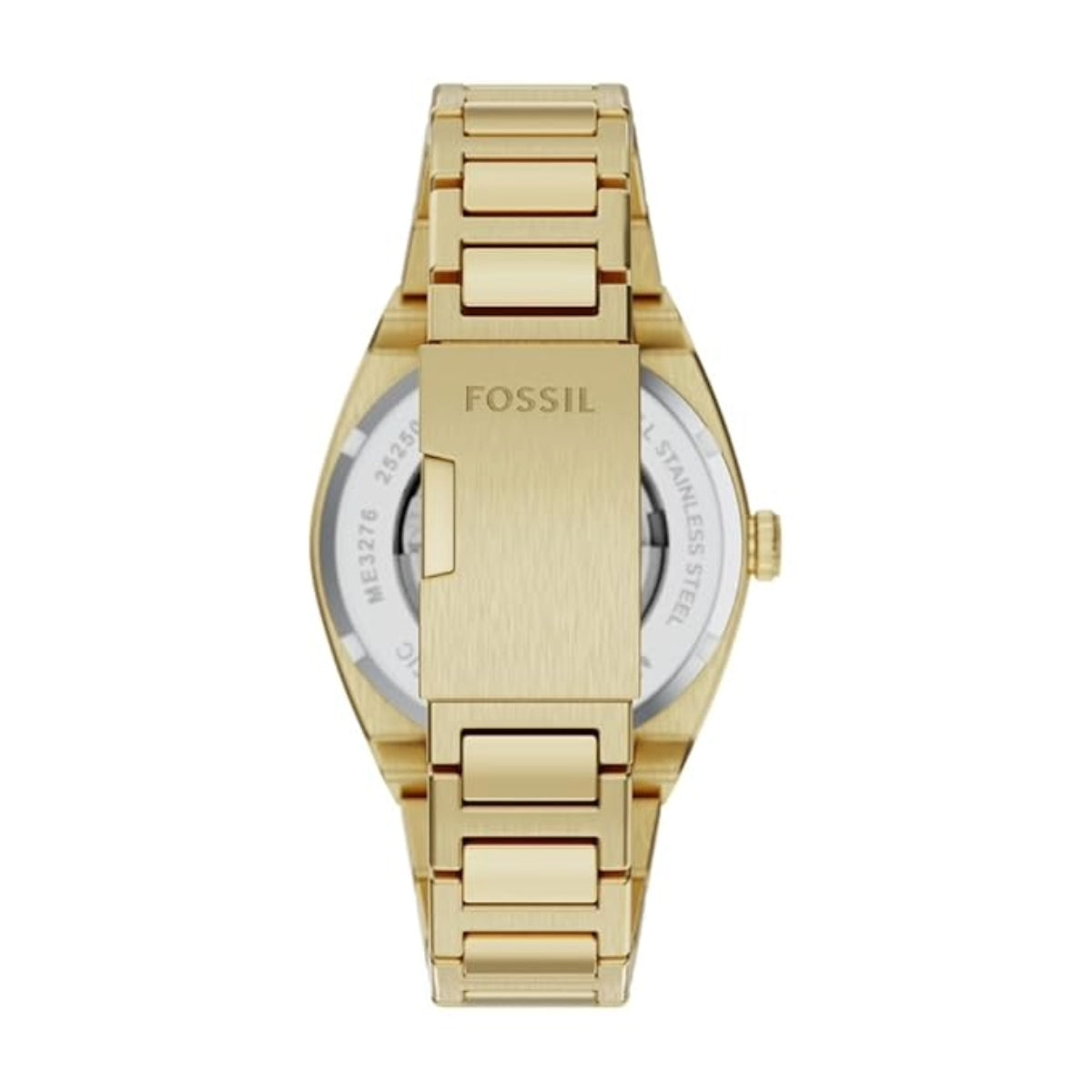 Gold Fossil watch on a white background