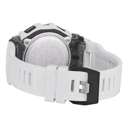 White and black Casio watch on a white background