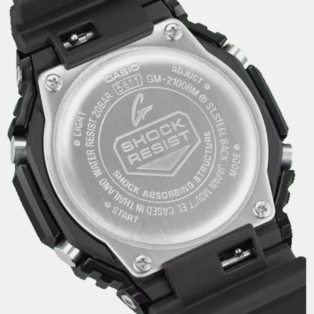 Back view of a Casio watch with 'Shock Resist' feature on a white background