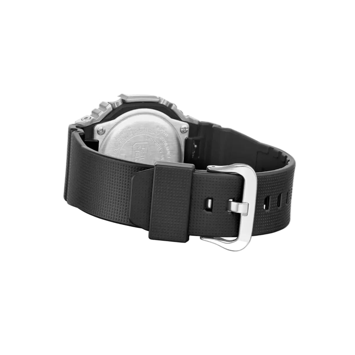 Black watch with a strap on a light gray background