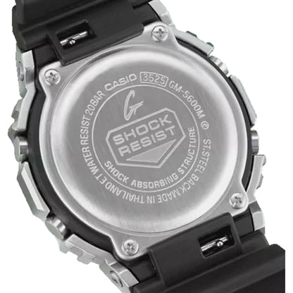 Back view of a Casio watch with 'Shock Resistant' text on a white background