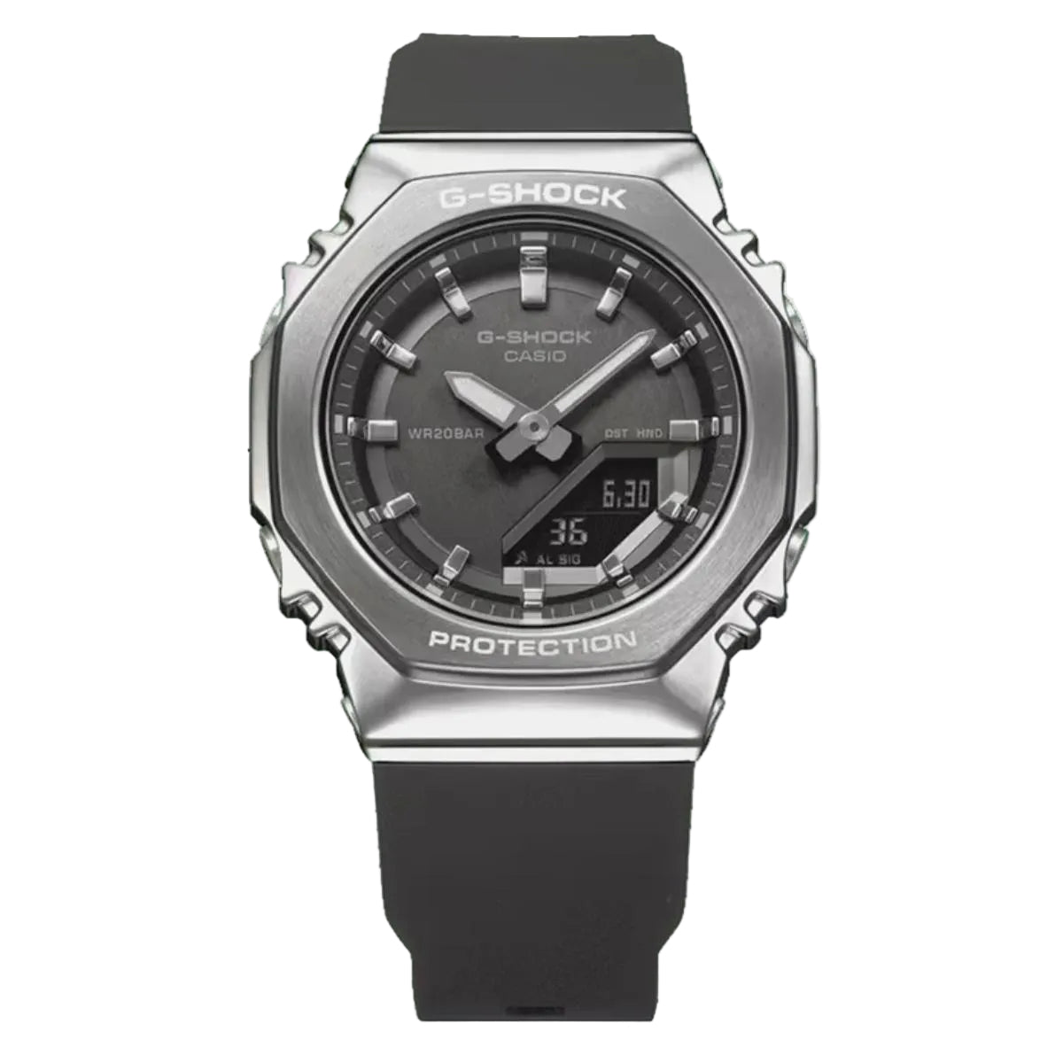 G-Shock Casio watch with black strap on a white background