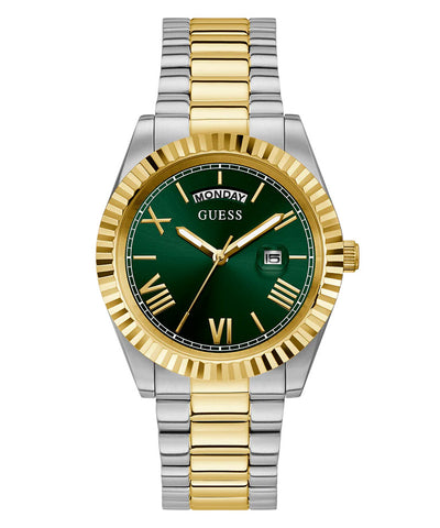 GW0265G8 GUESS | Coin edge bezel 2-Tone Day/Date Analog Watch (Men) - Buy Now at Sai Creations Watches