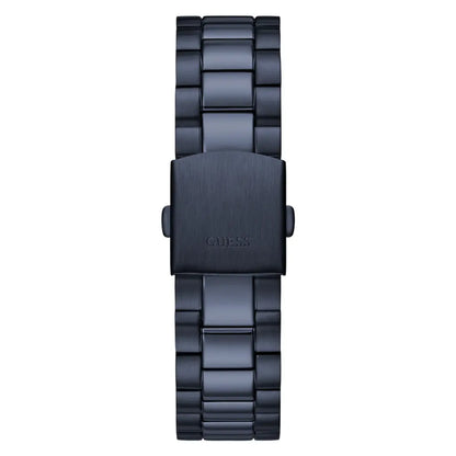 Black watch strap with Guess logo on a white background