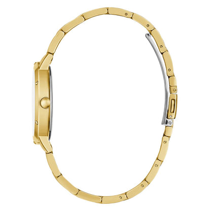 Gold watch band on a white background