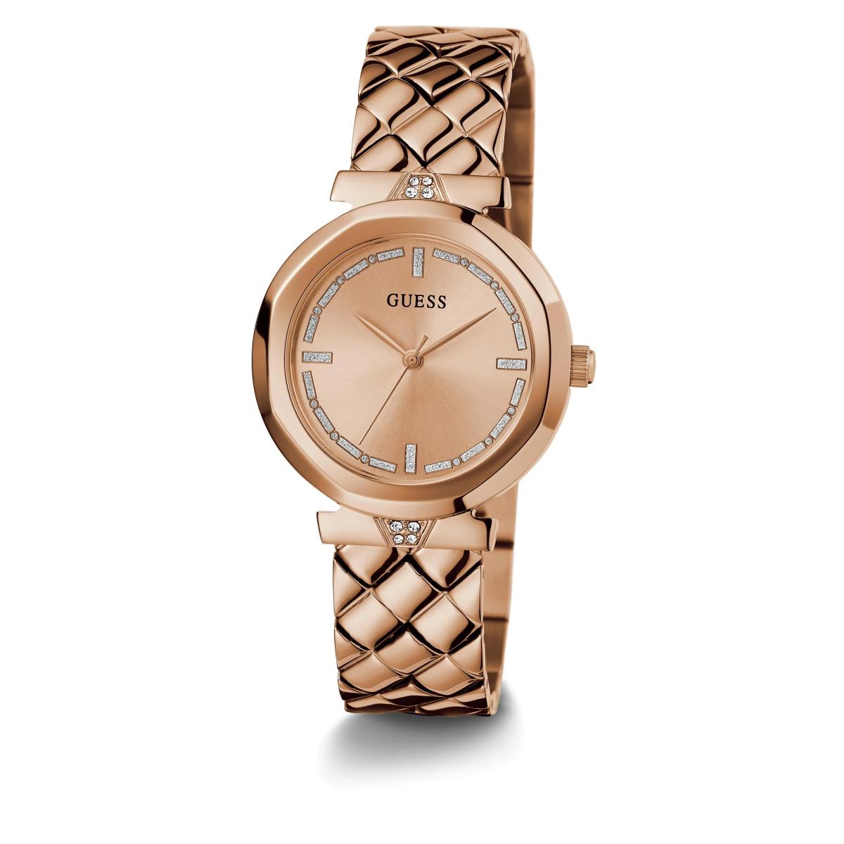 GUESS Quartz Rose Gold Dial Analog Stainless Steel Women's Watch GW0613L3