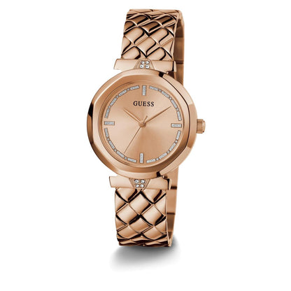 GUESS Quartz Rose Gold Dial Analog Stainless Steel Women's Watch GW0613L3