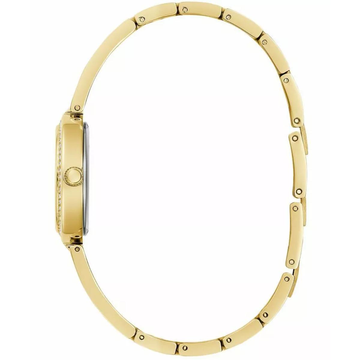 Gold watch with a white background