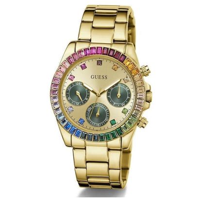 GUESS Trend Gold Round Dial Analog Chronograph Watch for Women GW0690L4