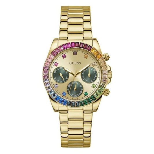 GUESS Trend Gold Round Dial Analog Chronograph Watch for Women GW0690L4