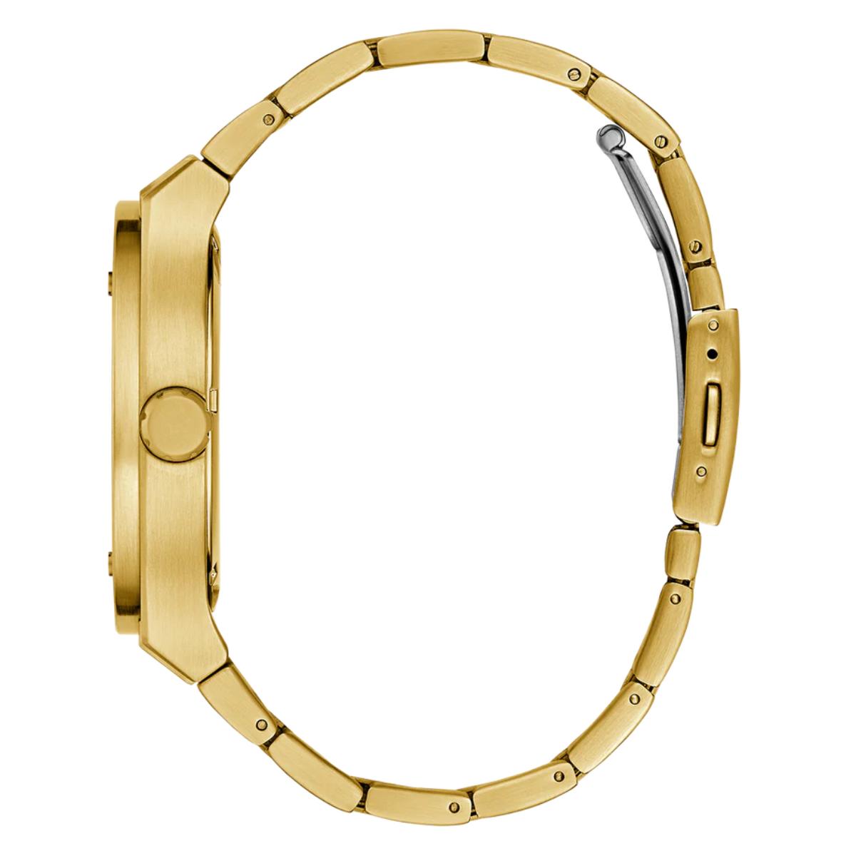 Gold watch case on a white background