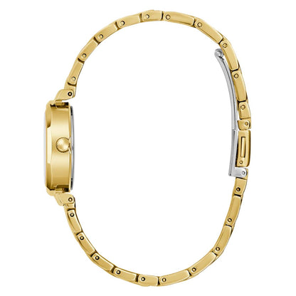 Gold watch with a white background