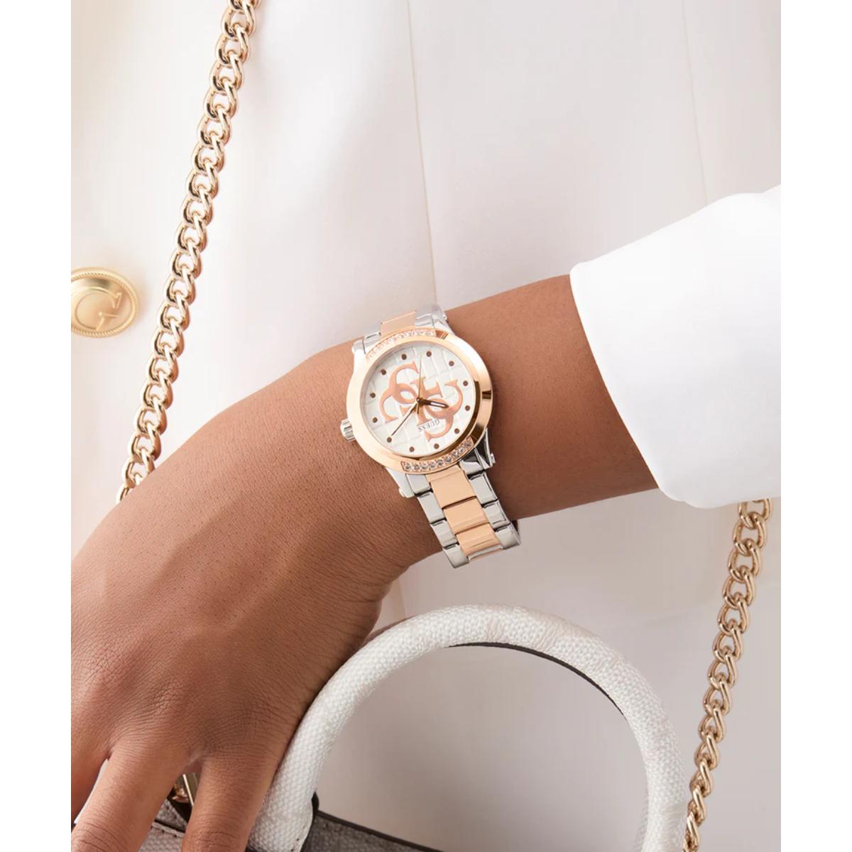 Guess White Dial Analog Stainless Steel Women's Watch GW0861L5