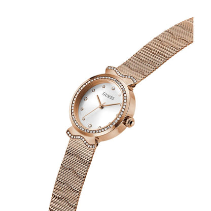GUESS White Dial Analog Mesh Women's Watch GW0866L3