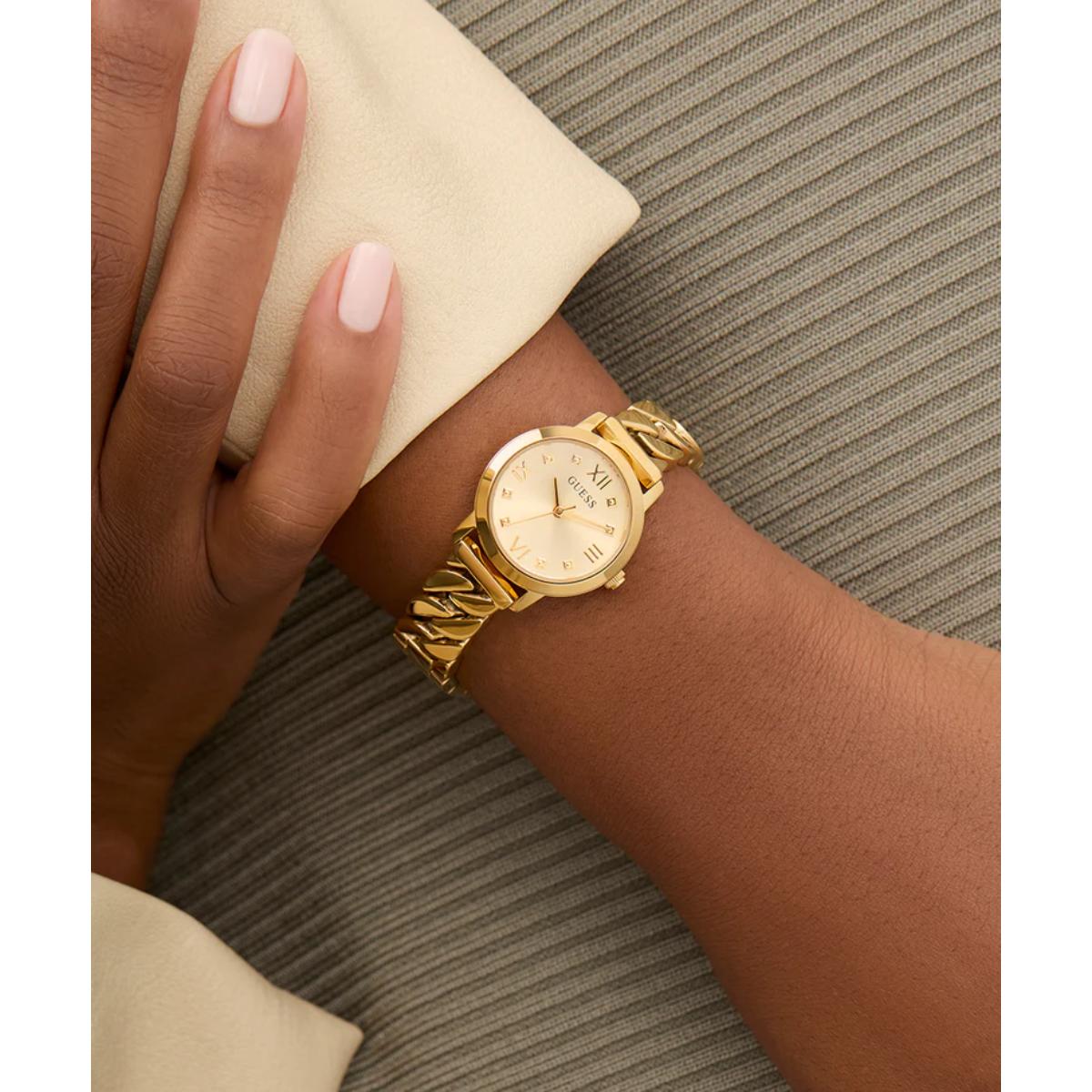 GUESS Quartz Gold Dial Analog Stainless Steel Women's Watch GW0867L2