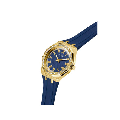 GUESS Quartz Blue Dial Analog Silicone Strap Women's Watch GW0872L4