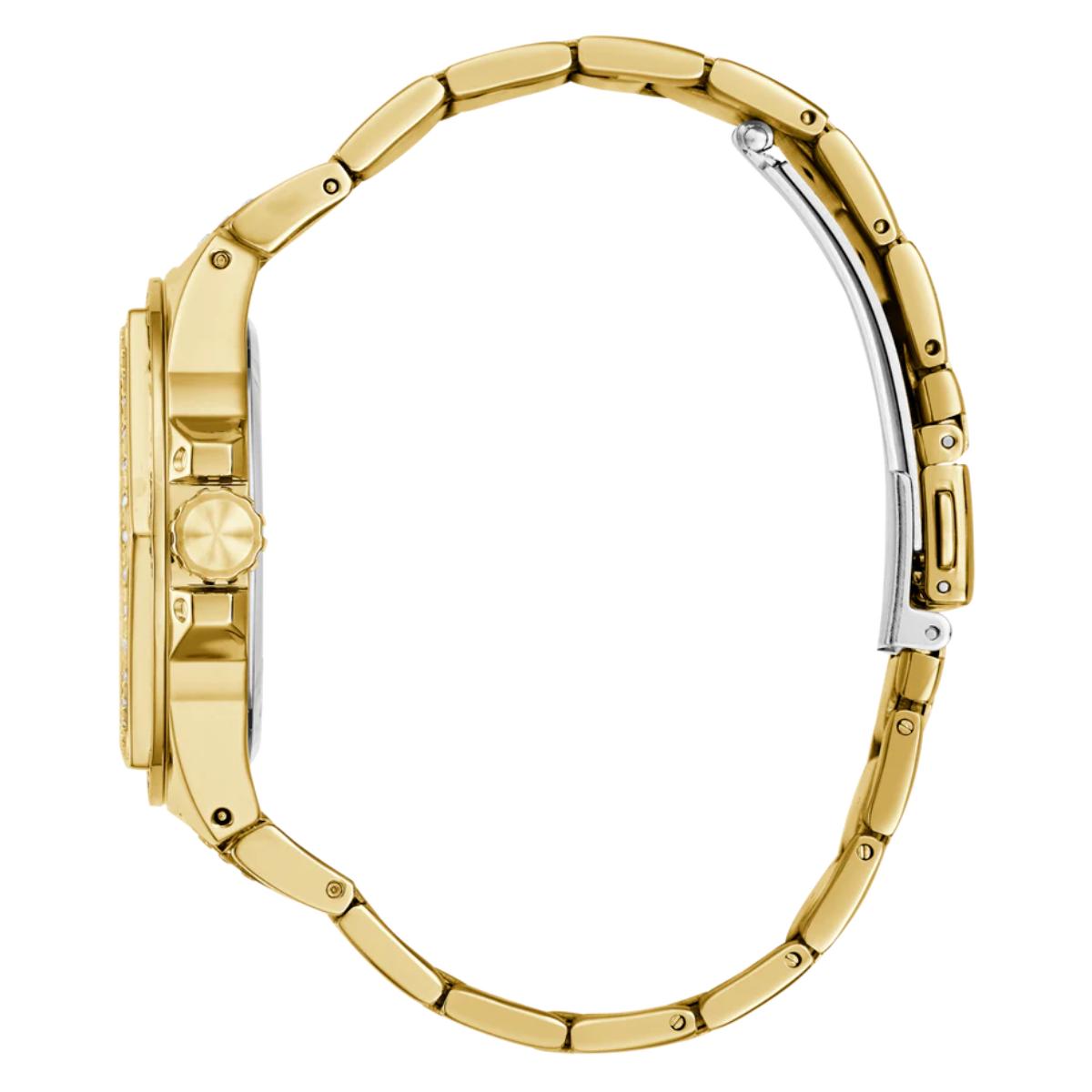 Gold watch case on a white background