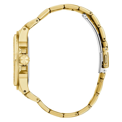 Gold watch case on a white background