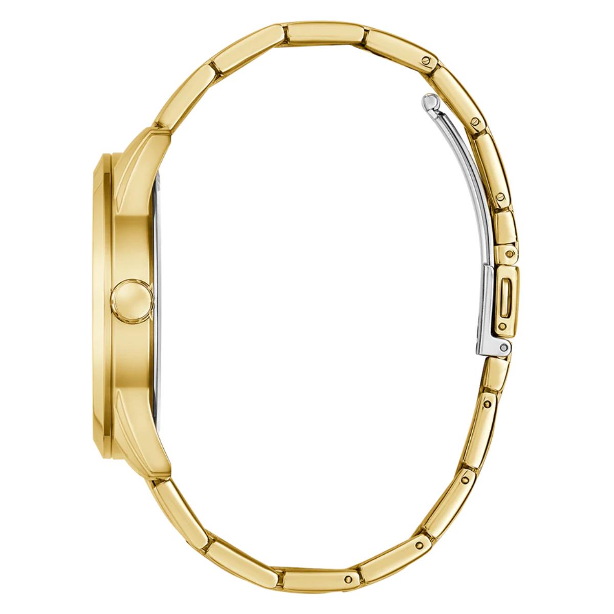Gold watch case on a white background