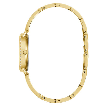 Gold watch band on a white background