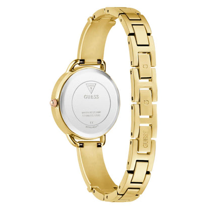Gold watch with visible brand logo on a white background