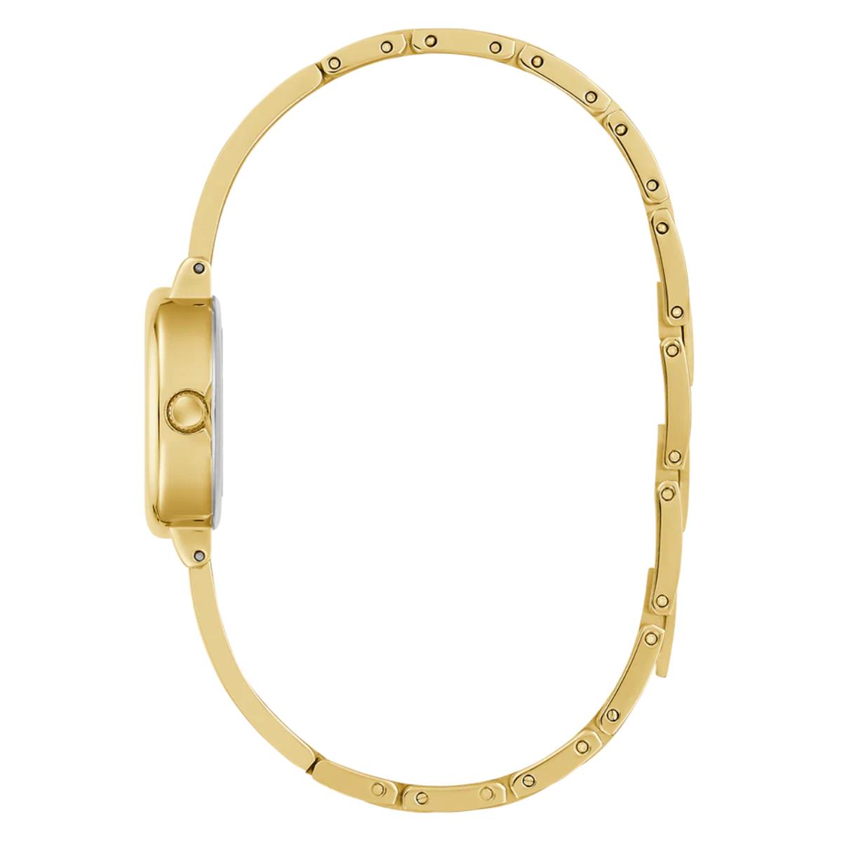 Gold watch case on a white background