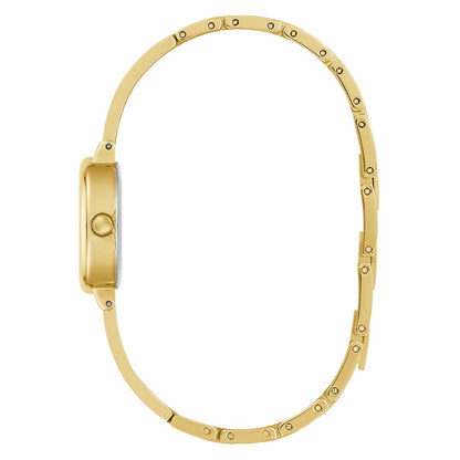 Gold watch case on a white background