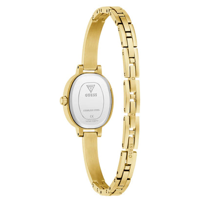 Gold watch with visible brand logo on a white background