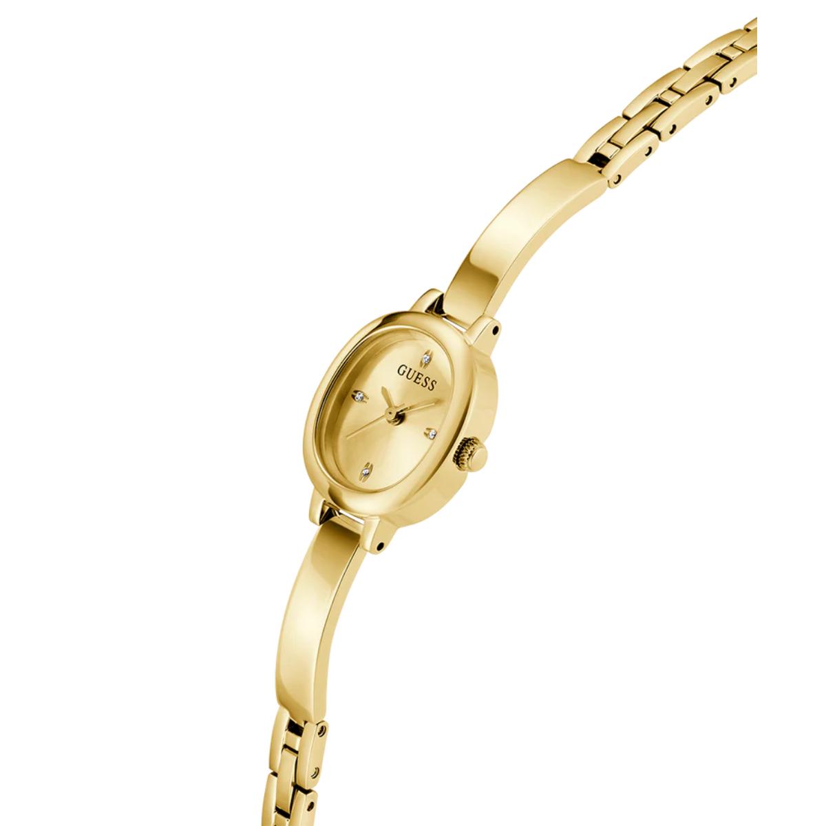 Silver watch with a metal bracelet on a white background