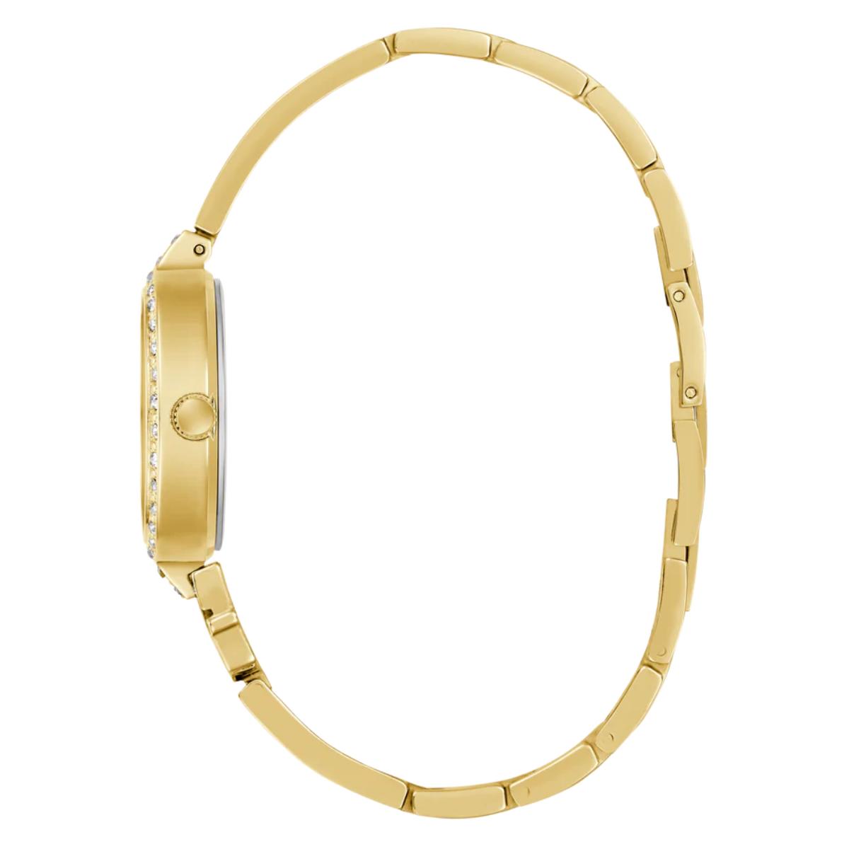 Gold watch with a white background