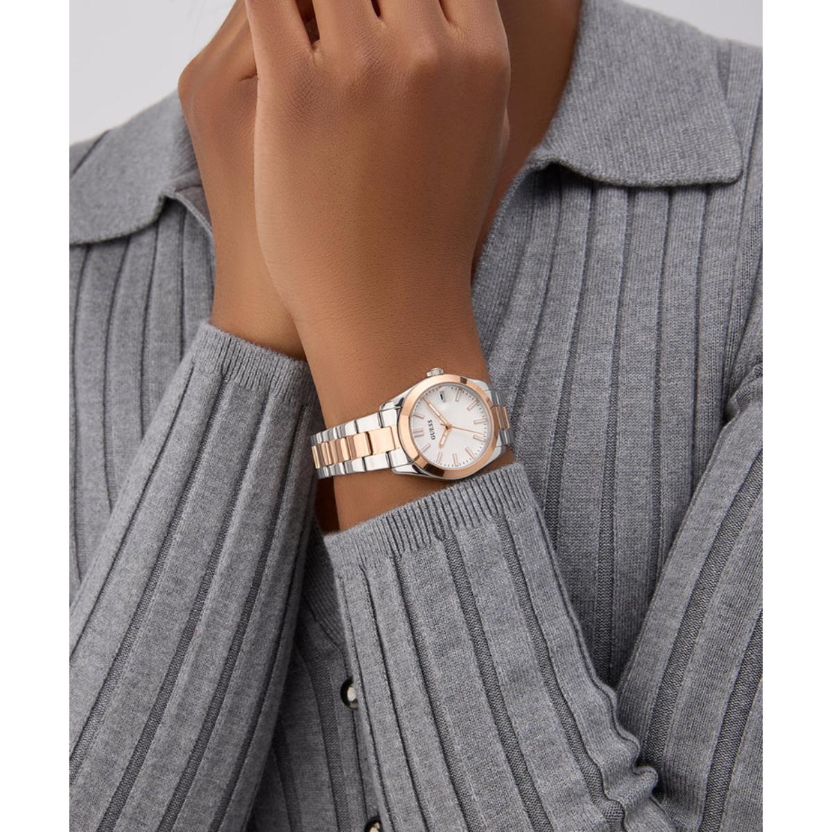 GUESS Quartz White Dial Analog Recycled Women's Watch GW0934L6