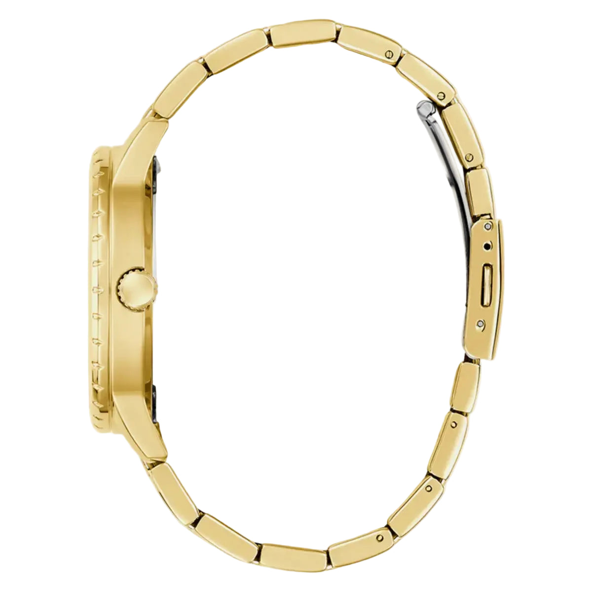 Gold watch with a white background