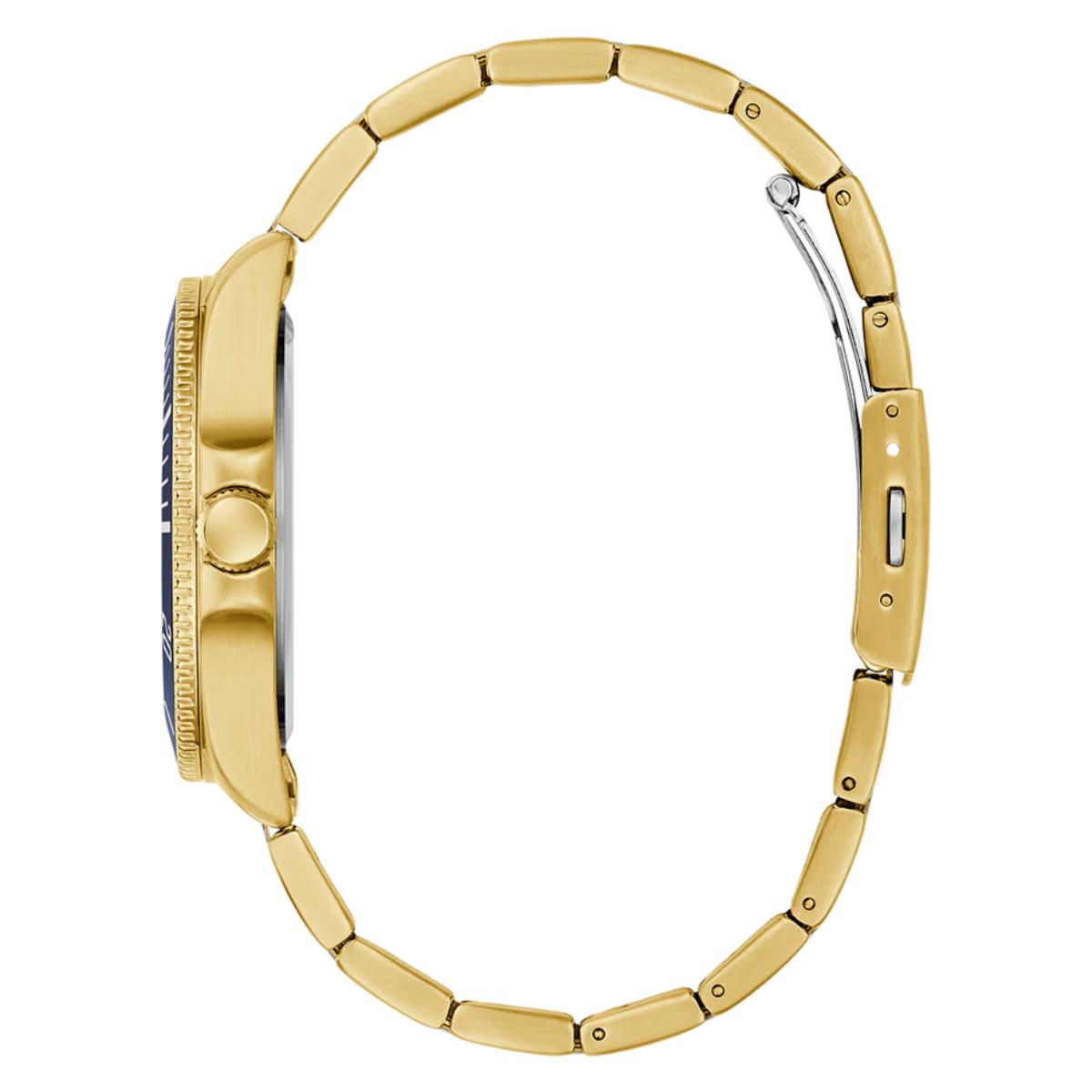 Gold watch case on a white background