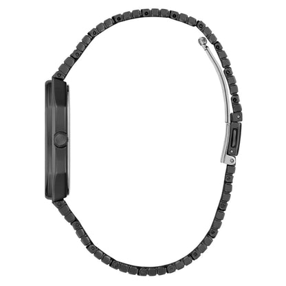 Black beaded bracelet on a white background