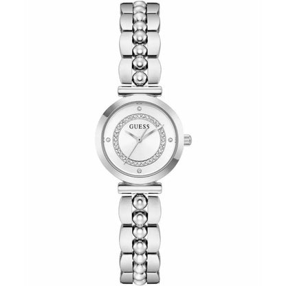 Silver watch with a bracelet on a white background