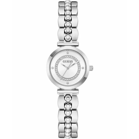 Silver watch with a bracelet on a white background