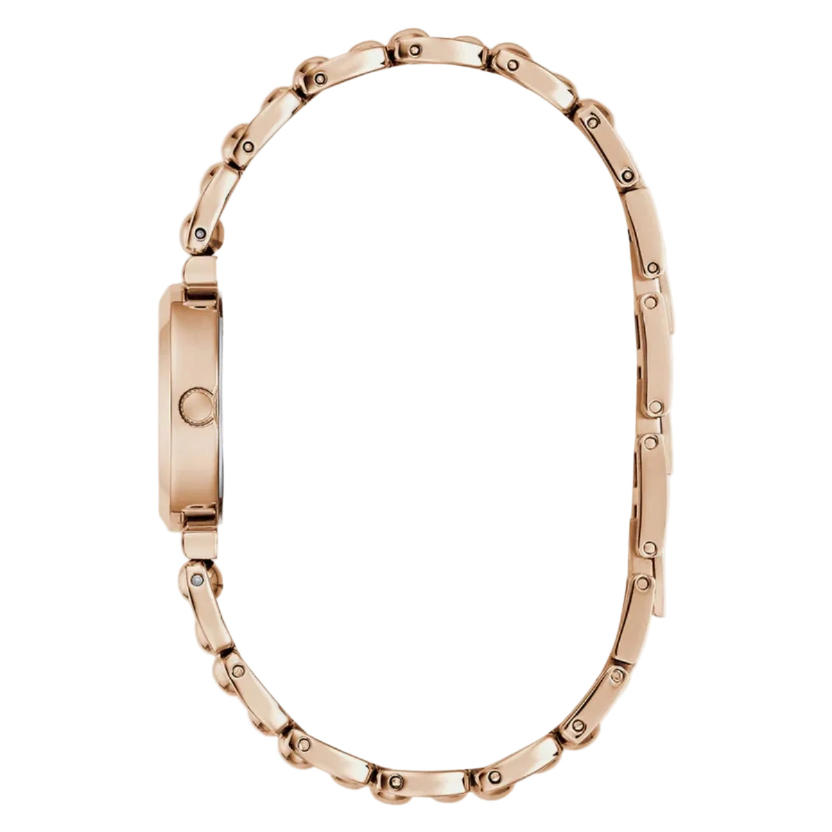 Rose gold bracelet on a light beige background