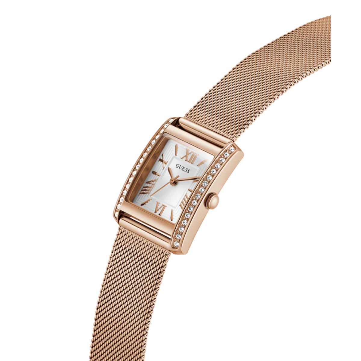 GUESS Quartz White Dial Analog Mesh Women's Watch GW0997L3