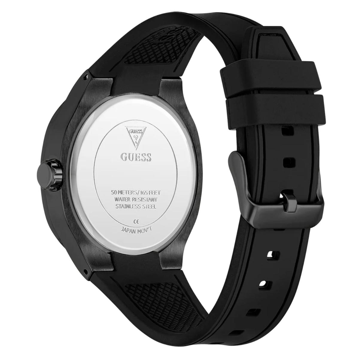 GUESS Dress Black Dial Analog Silicone Strap Men's Watch GW1005G3